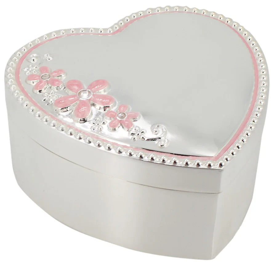 SMYKKESKRIN HJERTE MED ROSA BLOMSTER STR. S