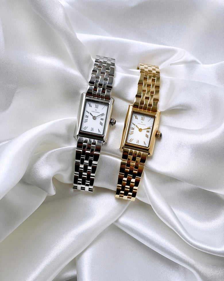 MOCKBERG TIMELESS GULLFARGET STÅL / HVIT SKIVE 18 MM