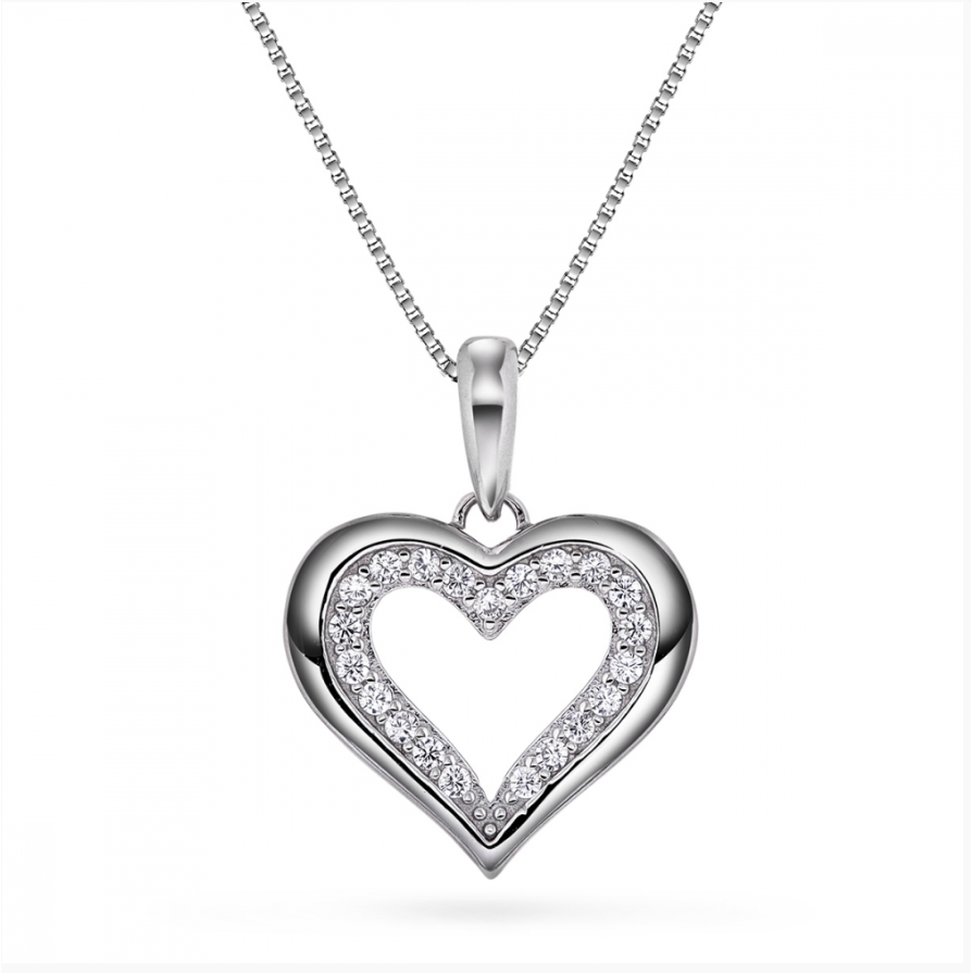 HJERTESMYKKE I SØLV MED CUBIC ZIRKONIA