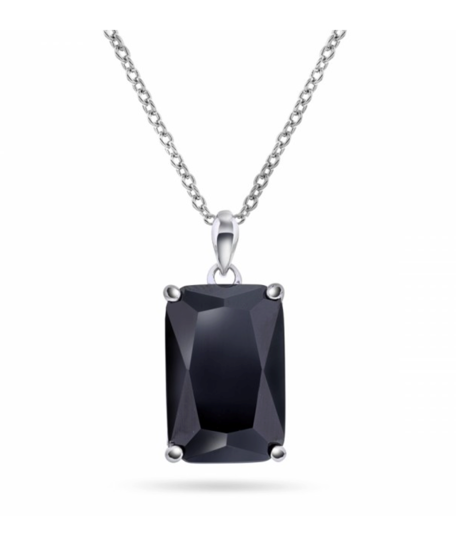 SØLV ANHENG MED SORT CUBIC ZIRCONIA