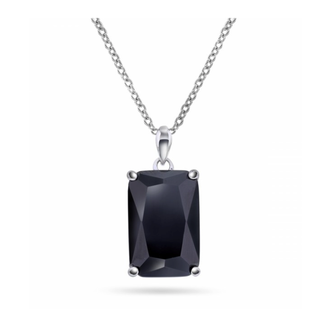 SØLV ANHENG MED SORT CUBIC ZIRCONIA