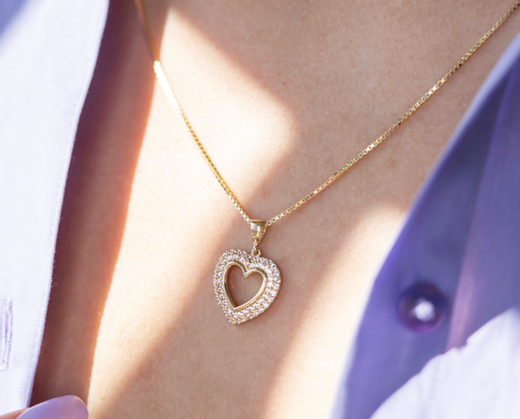 HJERTEANHENG I GULL MED ZIRKONIA