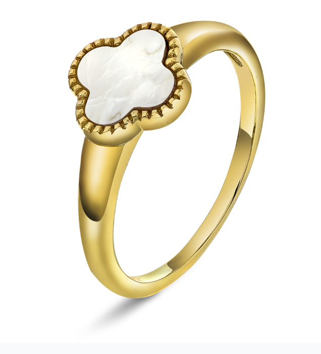 KLØVERRING I FORGYLT SØLV STR. 56