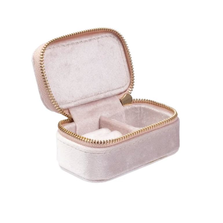 VELVET JEWELLERY BOX MICRO PALE ROSE