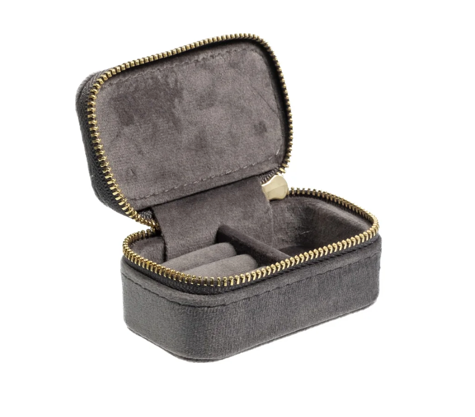 VELVET JEWELLERY BOX MICRO DARK GREY