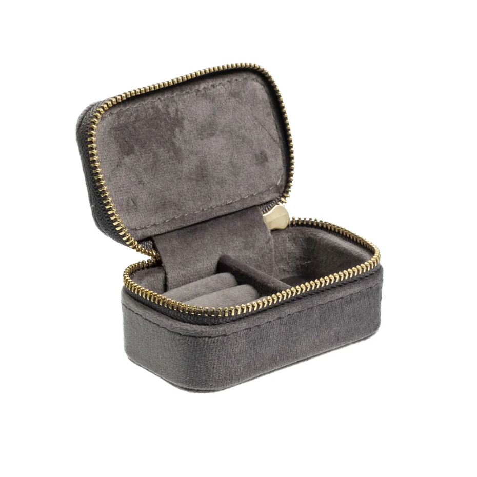VELVET JEWELLERY BOX MICRO DARK GREY