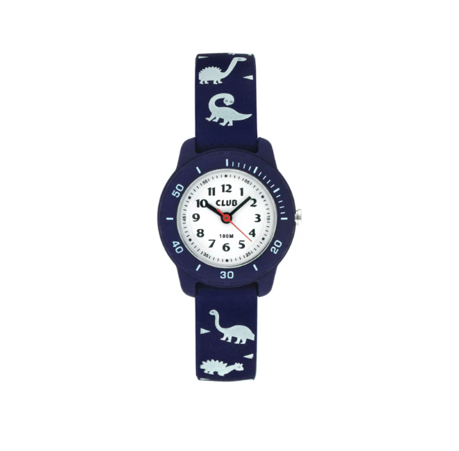 CLUB BARNEKLOKKE BLÅ MED DINOSAUR