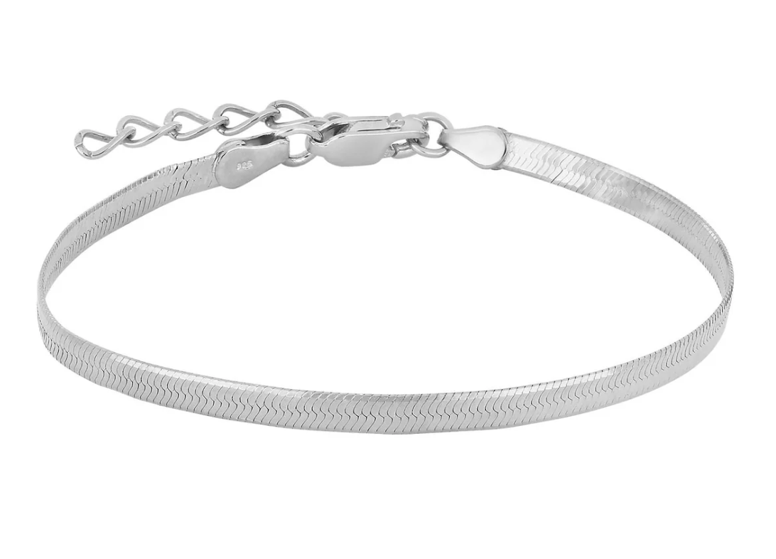 FLAT SØLVARMBÅND I RHODINERT SØLV