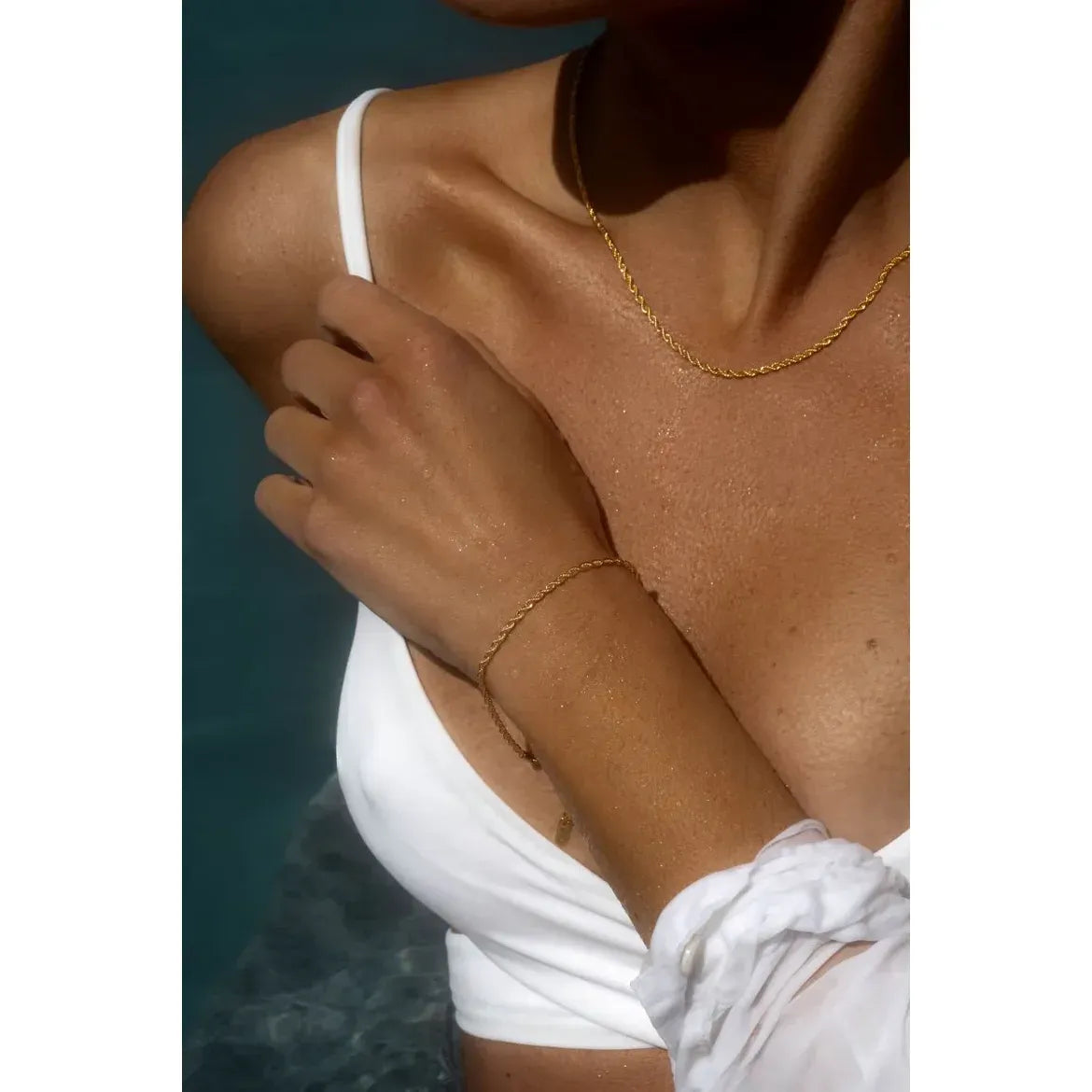 THIN ROPE BRACELET GOLD MEDIUM - MOCKBERG