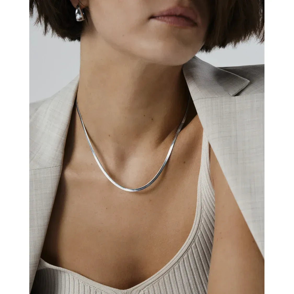 MOCKBERG THIN SNAKE NECKLACE SILVER