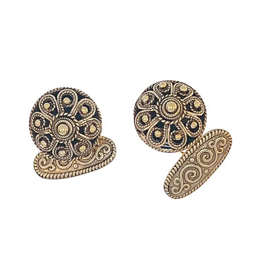 MANSJETTKNAPPER TIL TELEMARKSBUNAD FLAT, ANTIKKFORGYLT