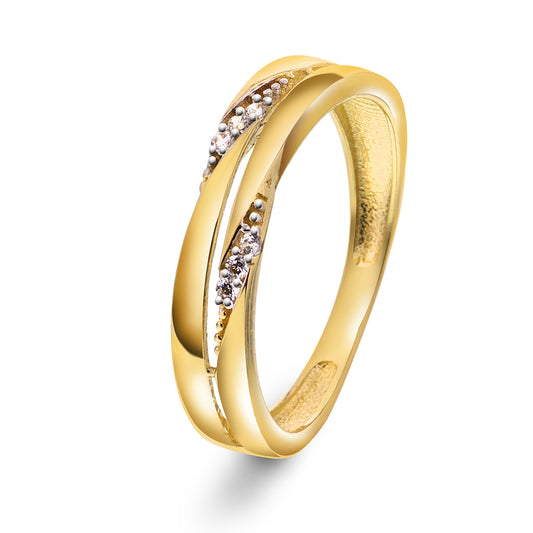 RING I GULL MED ZIRKONIA - PAN