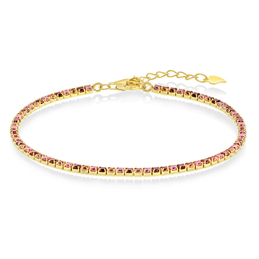 TENNISARMBÅND MED ROSA ZIRKONER - ARNE NORDLIE