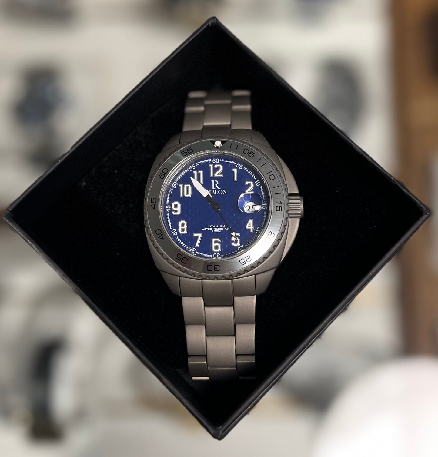Riblon titan herreklokke blå