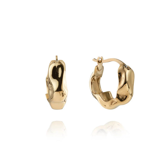 MOCKBERG WAVY BOLDED SMALL GOLD EARRINGS
