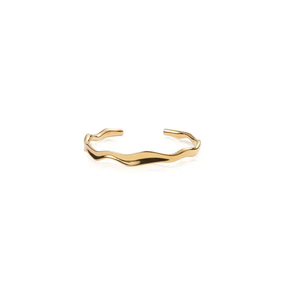 MOCKBERG WAVY BOLDED CUFF GOLD BRACELET