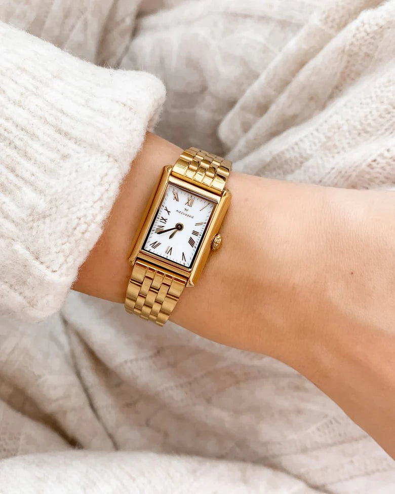 MOCKBERG TIMELESS GULLFARGET STÅL / HVIT SKIVE 18 MM