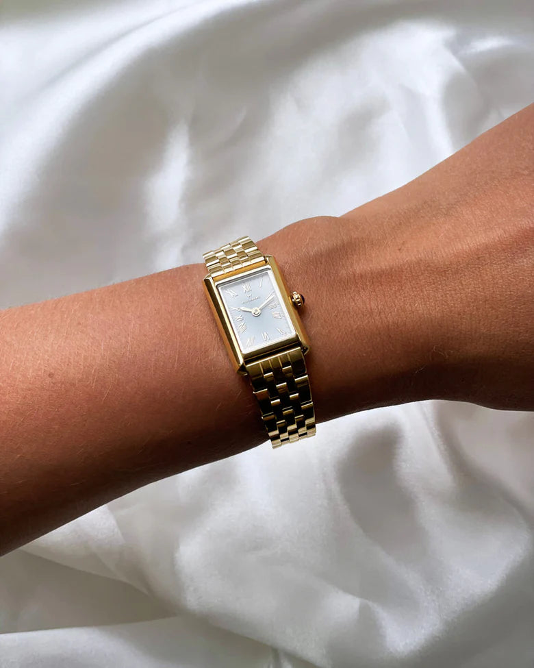 MOCKBERG TIMELESS GULLFARGET STÅL / HVIT SKIVE 18 MM