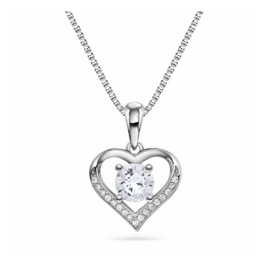 HJERTESMYKKE I SØLV MED CUBIC ZIRKONIA