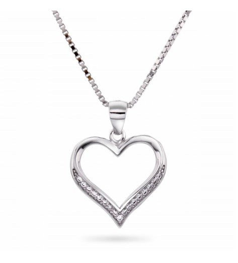 HJERTESMYKKE I RHODINERT SØLV MED CUBIC ZIRKONIA