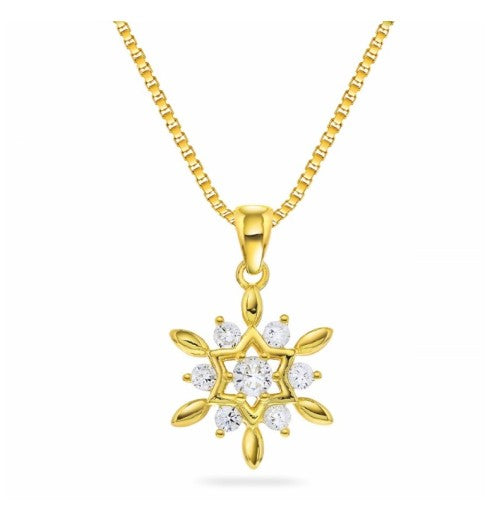 SNØKRYSTALL ANHENG I FORGYLT SØLV