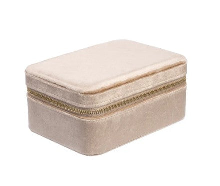 VELVET JEWELLERY BOX SPARKLED CHAMPAGNE