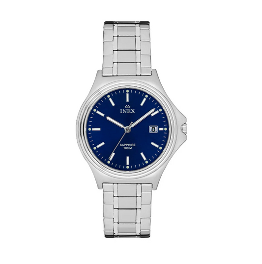 INEX HERREUR I STÅL MED BLÅ SKIVE 39 MM