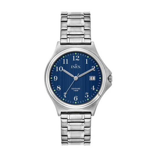 INEX HERREUR I STÅL MED BLÅ SKIVE 39,5 MM
