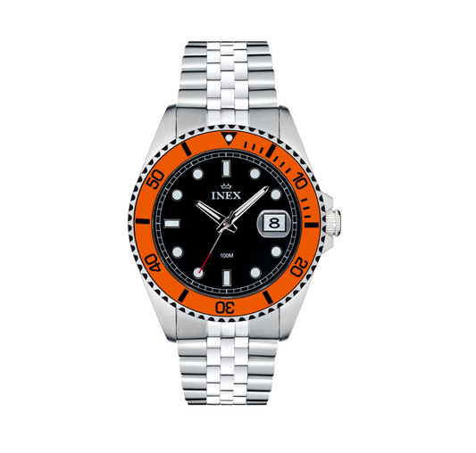 INEX HERREUR I STÅL MED ORANSJE BEZEL 42 MM