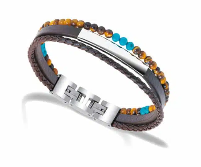 ROCHET ARMBÅND TIL HERRE, BRUN/TURKIS