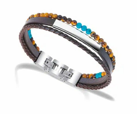 ROCHET ARMBÅND TIL HERRE, BRUN/TURKIS