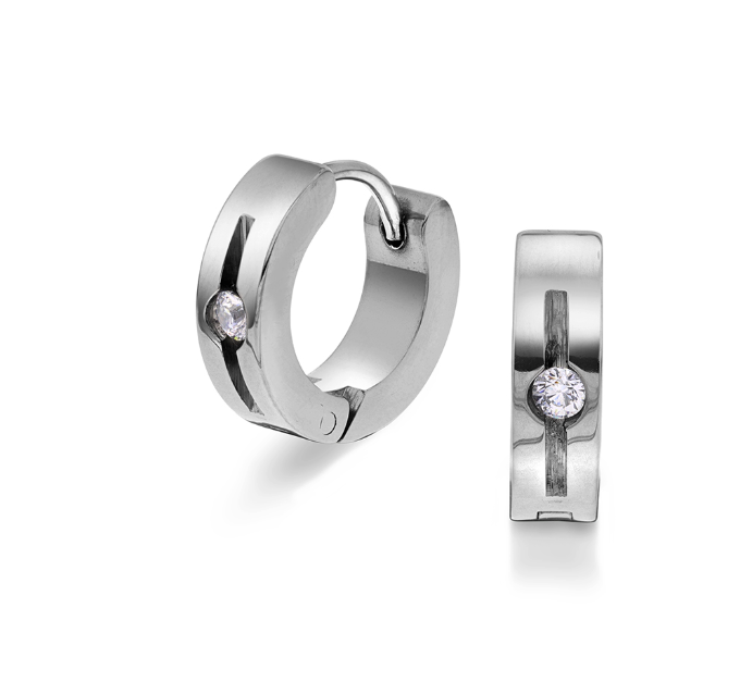 ØRERINGER I STÅL MED ZIRKONIA