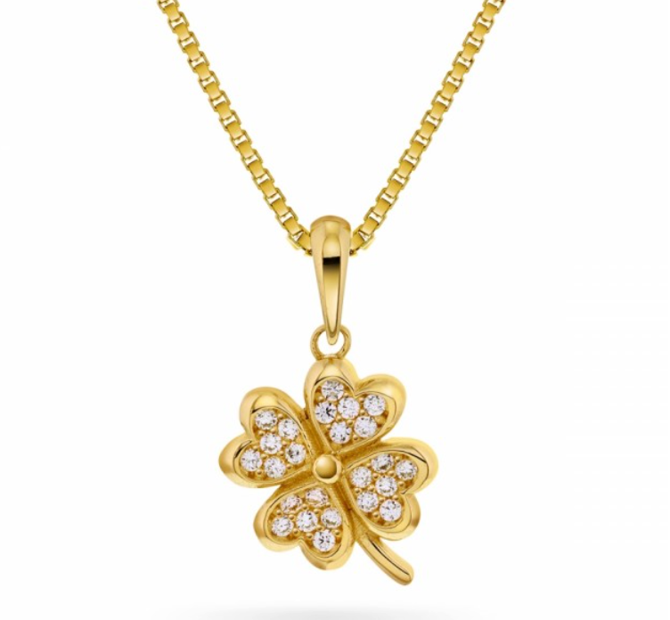 FIRKLØVER I 14 KARAT GULL