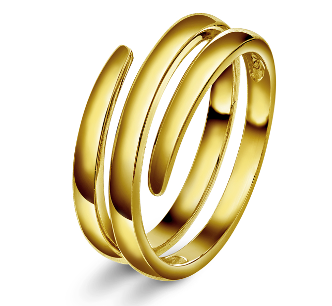 RING I GULLFORGYLT SØLV - SPIRAL ELEGANCE STR. 58
