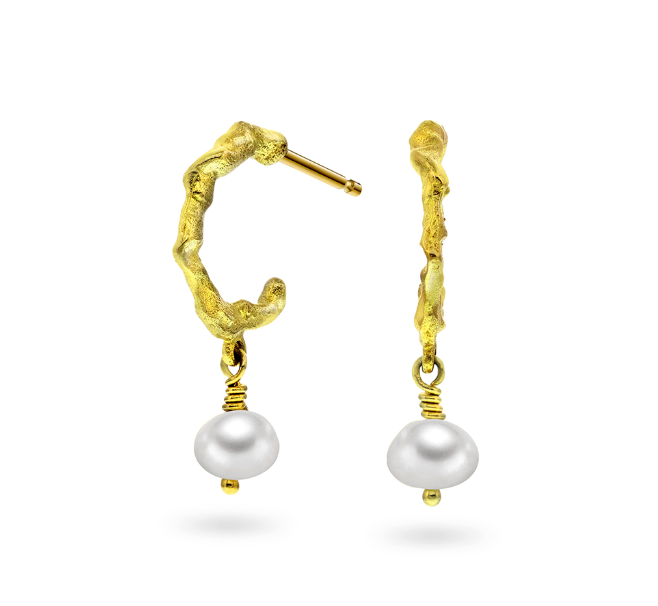 KESHI ØREPYNT I GULLFORGYLT SØLV