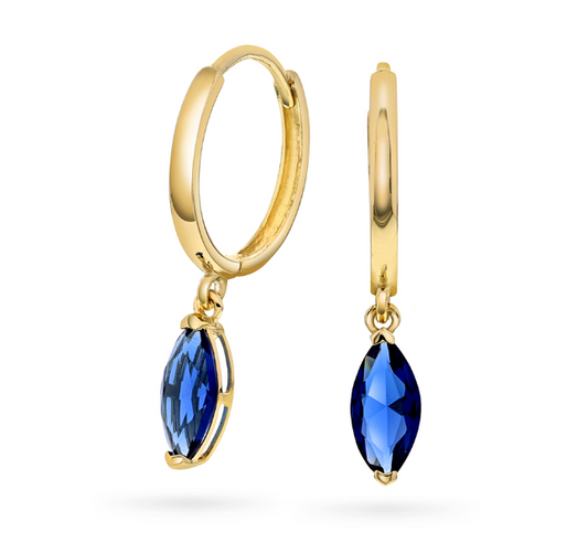 GULLØREPYNT MED BLÅ ZIRKONIA