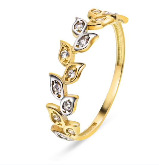 GULLRING MED ZIRKONIA BLADER