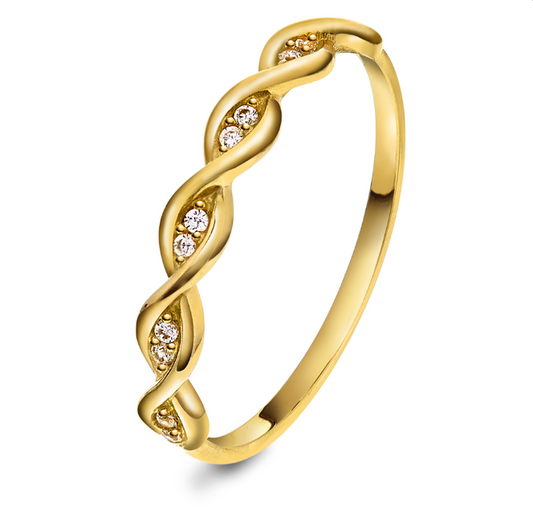 RING I GULL MED CUBIC ZIRKONIA