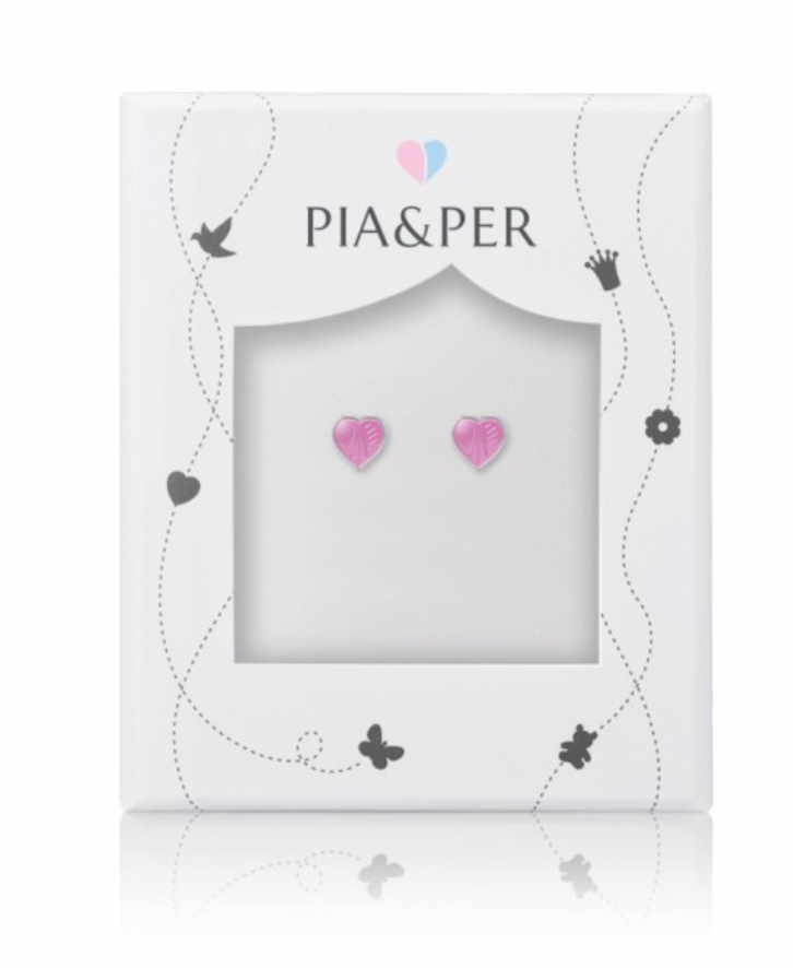 ØREPYNT EMALJEHJERTER ROSA