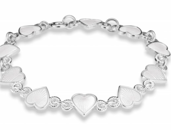 SØLVARMBÅND MED EMALJEHJERTER