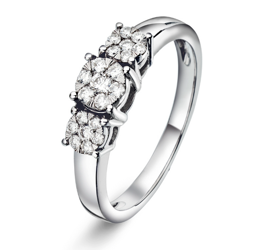 RING I GULL MED DIAMANT 0,25 CT.