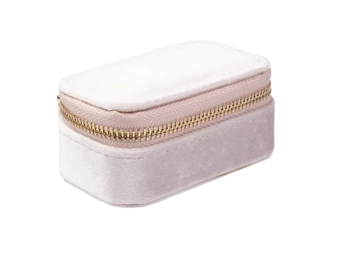 VELVET JEWELLERY BOX MICRO PALE ROSE