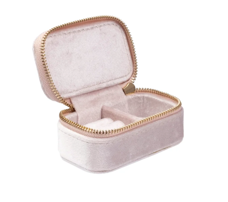 VELVET JEWELLERY BOX MICRO PALE ROSE