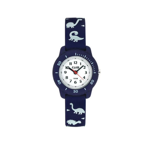 CLUB BARNEKLOKKE BLÅ MED DINOSAUR