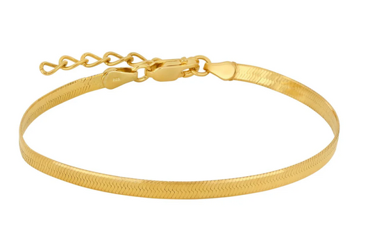 FLAT ARMBÅND I FORGYLT SØLV