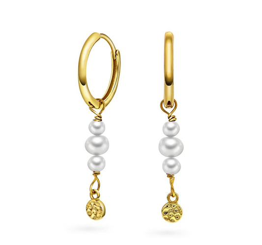 FAIRY ØRERINGER I FORGYLT SØLV MED PERLER