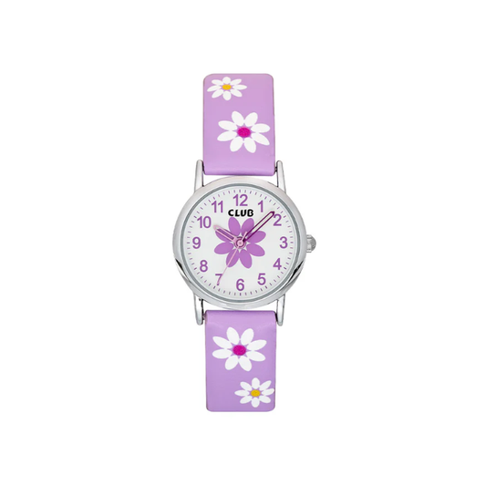 CLUB BARNEKLOKKE MED BLOMSTER LILLA