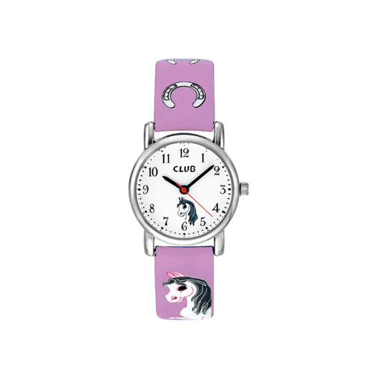 CLUB BARNEKLOKKE MED HEST LYS LILLA
