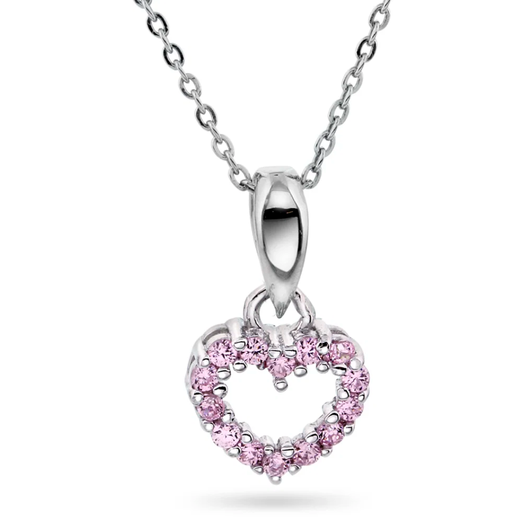 HJERTESMYKKE MED ROSA ZIRKONIA