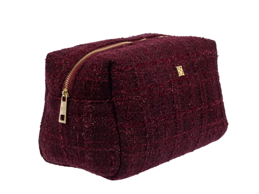 TWEED MAKE-UP POUCH LARGE BORDEAUX